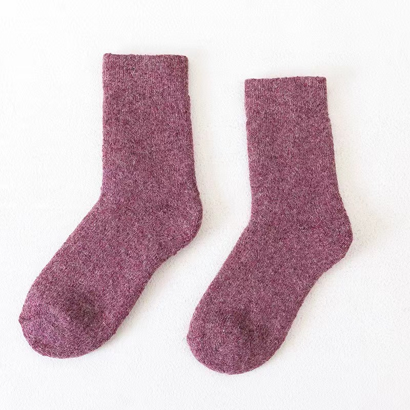 High Quality Warm Winter Customized Thermal Solid Color Ski Thick Knitted Crew Fuzzy Custom Men Merino Wool Socks