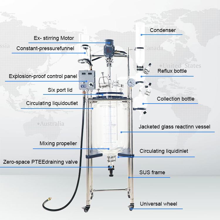 YUHUA Lab Heating Equipment 200 Liter Glass Reactor 200L Price