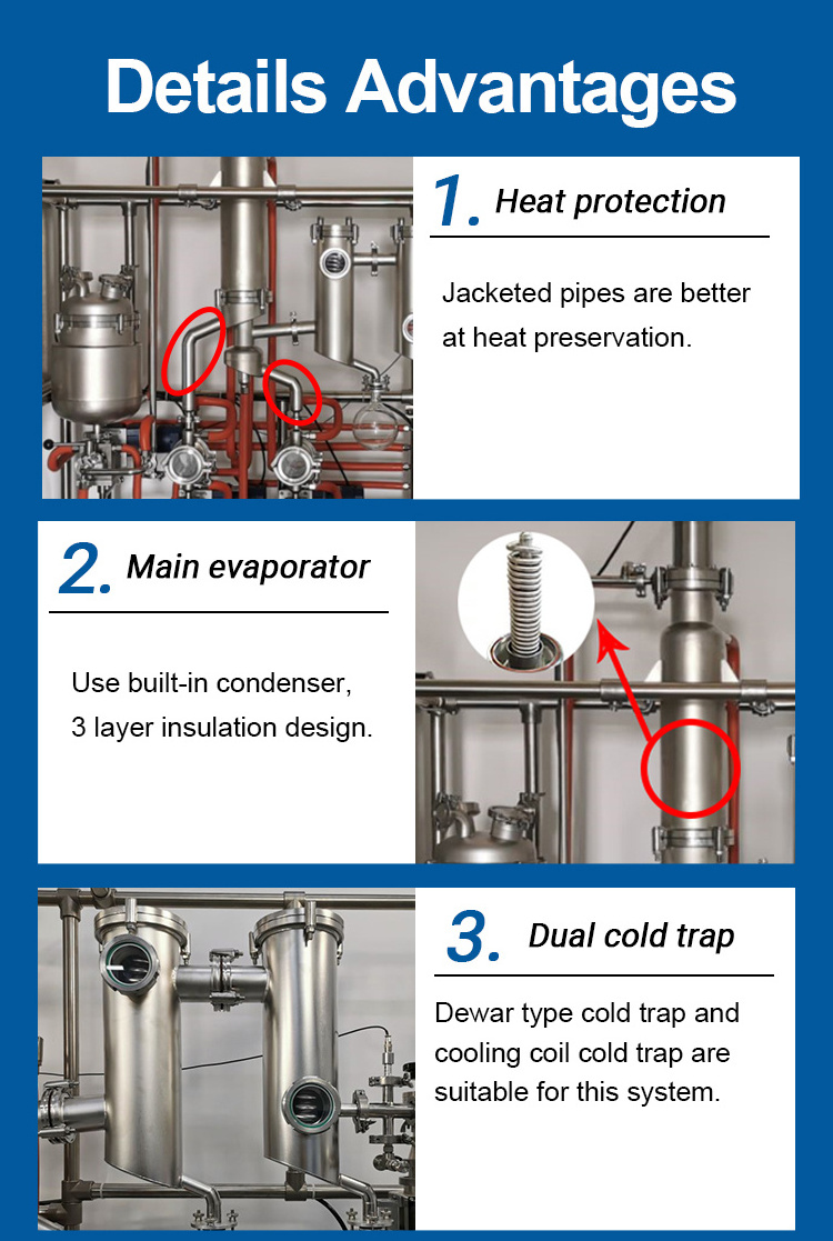 Extraction Equipment Wiped Film Short Path stainless steel molecular Distillation