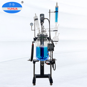 YUHUA 50l double jacketed 200 liter glass reactor clamp