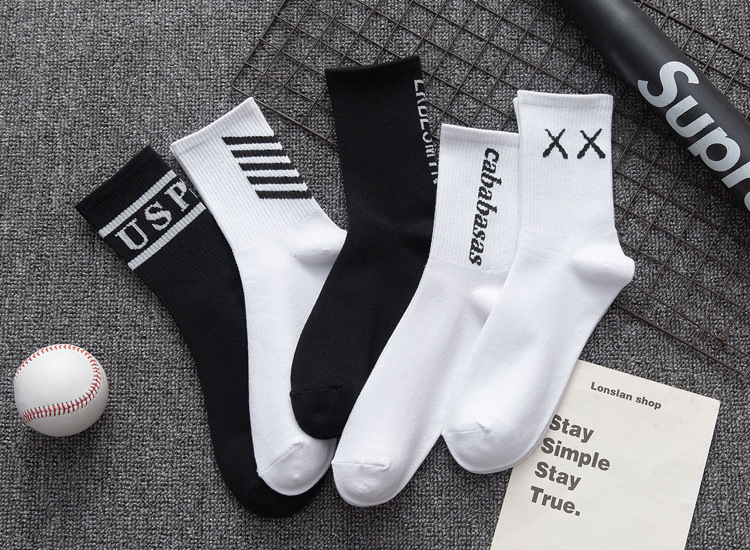 High Quality Men Cotton Custom Logo Casual White Socks Knitted Wholesale Socks Plain Socks