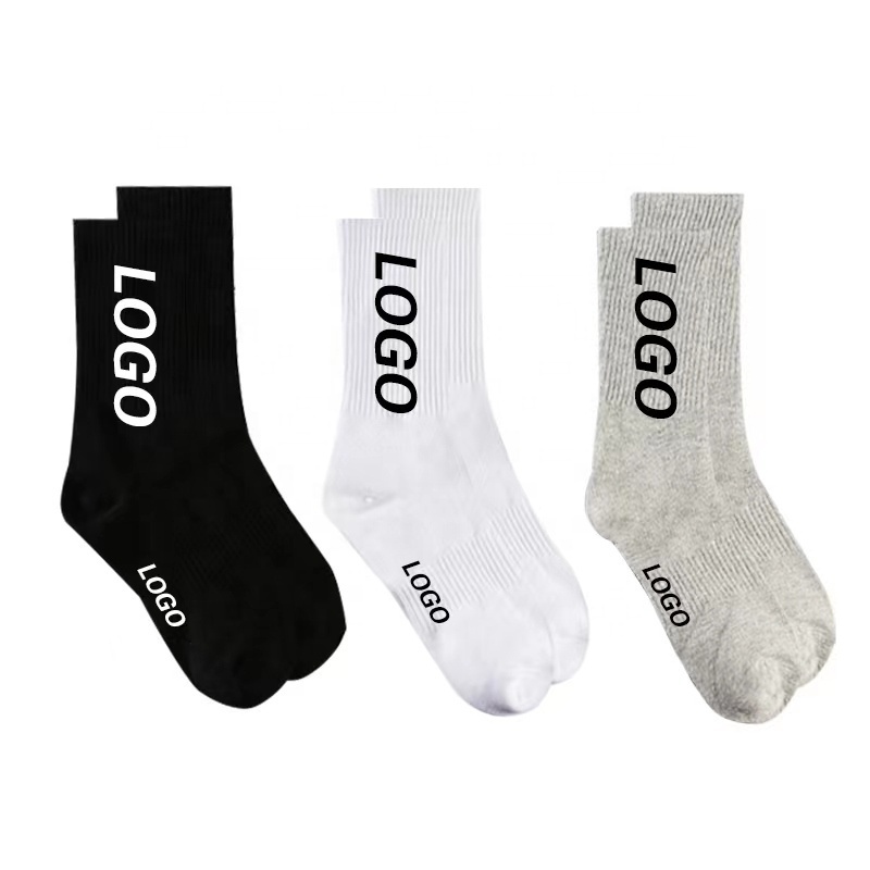 High Quality Men Cotton Custom Logo Casual White Socks Knitted Wholesale Socks Plain Socks