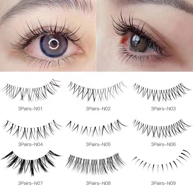 3 Pairs Natural False Eyelashes Little Devil Cos Manga Eyelashes Lash Extension Fairy Cross Big Eyes Wispy Light False Lashes