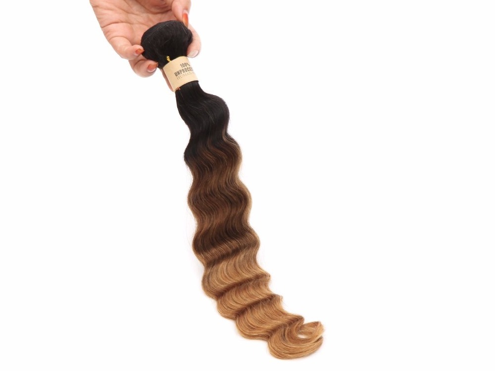 Top Selling Aliexpress Hair Two Tone Colored Brazilian Hair Weave, Ombre Brazilian Human Hair Extension