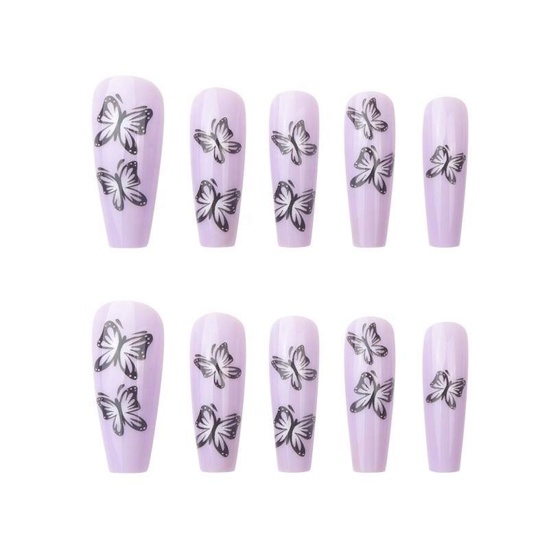 24pcs/bag Wholesale transparent Clear Acrylic Full Cover Nail Tips Short Coffin Square Nails Artificial Fingernails