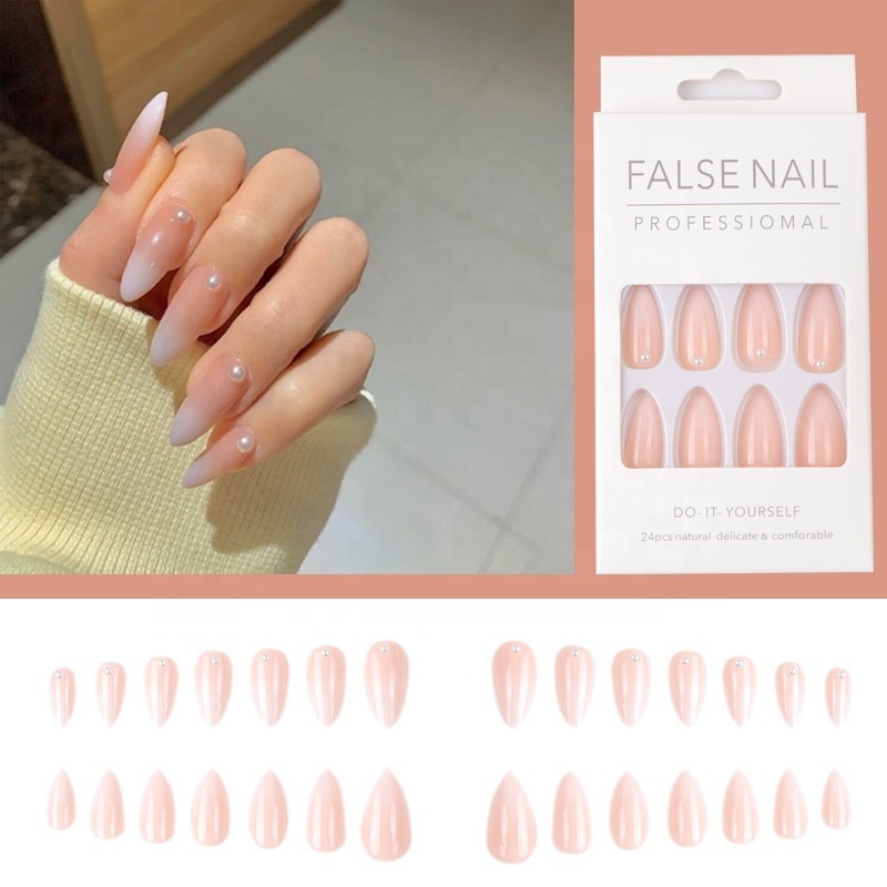 Wholesale High Quality Coffin cat eye Color False Nails Press Designs French Nail Colorful Gel Press On Nails