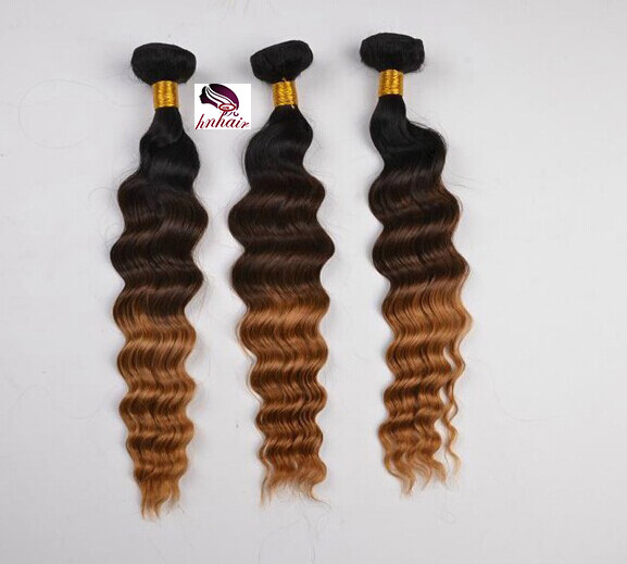 Top Selling Aliexpress Hair Two Tone Colored Brazilian Hair Weave, Ombre Brazilian Human Hair Extension