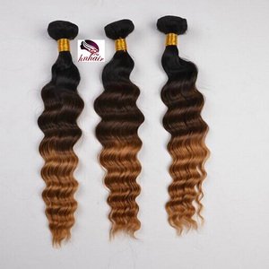 Top Selling Aliexpress Hair Two Tone Colored Brazilian Hair Weave, Ombre Brazilian Human Hair Extension