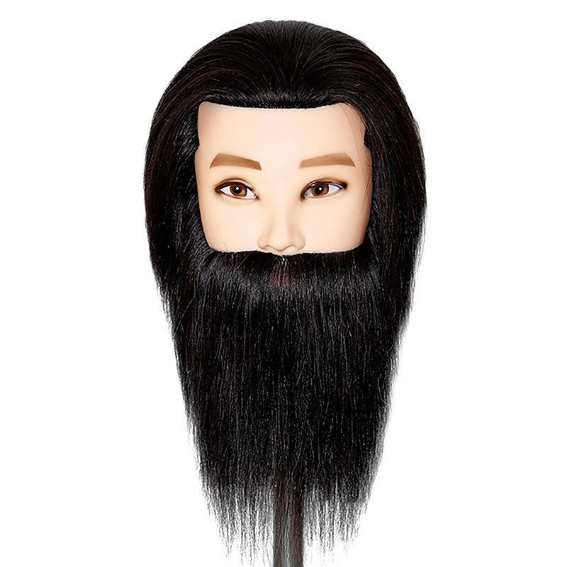 customized  barber display realistic human hair male training head , cheap teaching men mannequin head with beard