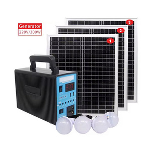 300 Wattage LiFePO4 Portable Power Station Charge With Solar Panel  Solar Power System For Home Outdoor Use Solar Generator