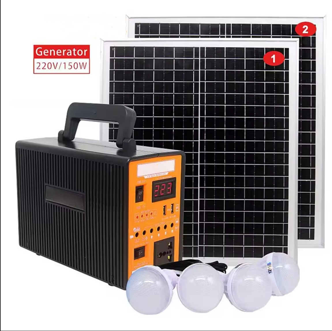 150W LiFePO4 Mini Solar Energy System Cheap Power Station Kit With LED Bulb Solar Panel For Home Outdoor Use Solar Generator