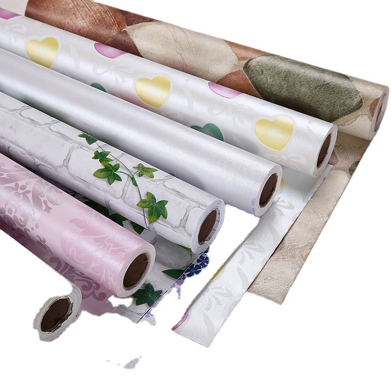 Halong PVC Wall Paper Rolls High Glossy Contact Paper Kitchen Cabinet Stick Wallpaper Waterproof decal paper wood