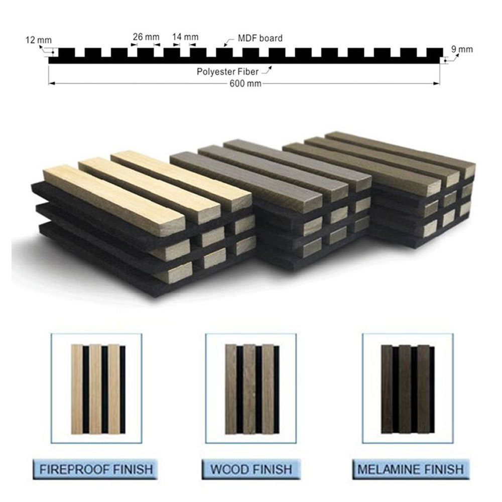 Halong Akupanel Maple Wood Fiber Wool Veneer Slats Acoustic Slat Panel wall soundproofing panels Acusticos