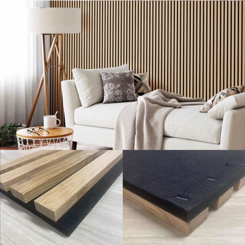 Halong wall soundproofing pet felt backing wooden slat acoustic panels pet acoustic panel