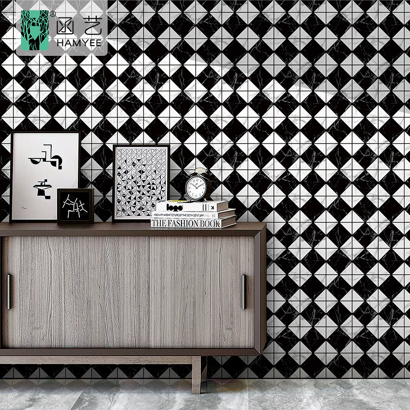 Metal 3d backs plash wall sticker mosaic tile 3d vinyl mosaic peel and stick wall tiles on backsplash for decoration