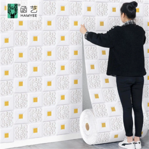 3D design wall coating adhesive foam paper waterproof wall panels sticker brick foam wallpapers