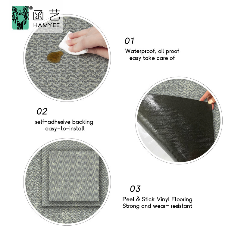 New pvc vinyl flooring tile with high quality peel and stick floor tile carpet self adhesive