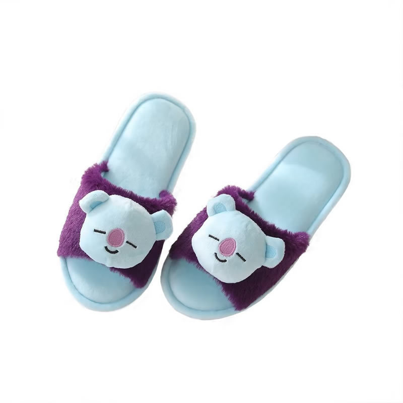 Cartoon slippers home open-toe non-slip four seasons mouth fish plush drag home ground board shoes