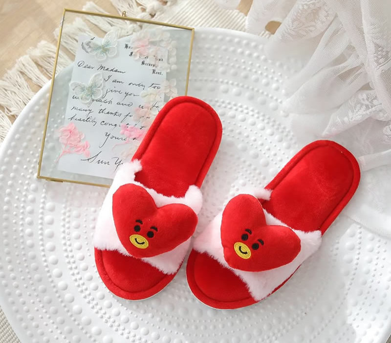 Cartoon slippers home open-toe non-slip four seasons mouth fish plush drag home ground board shoes