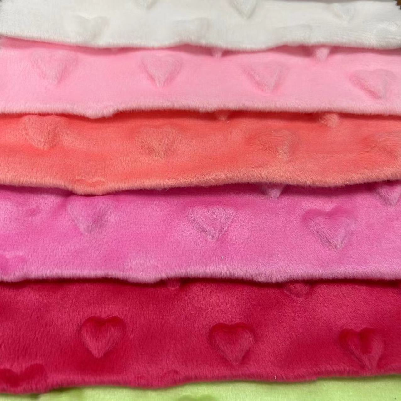 Haoyang Printed Softshell With Fleece Dying 100% Polyester Super Soft Polyester Minky Heart Knitted Velboa Fabric