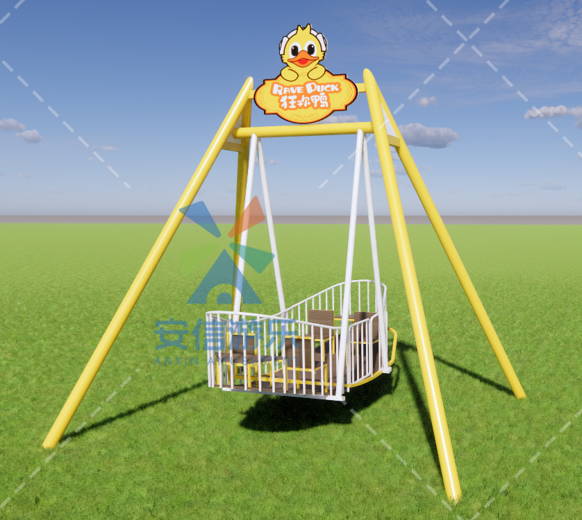 2024 new patent raveduck unpowered playground swing hammer children ride small 4 seats swing mini pendulum hammer