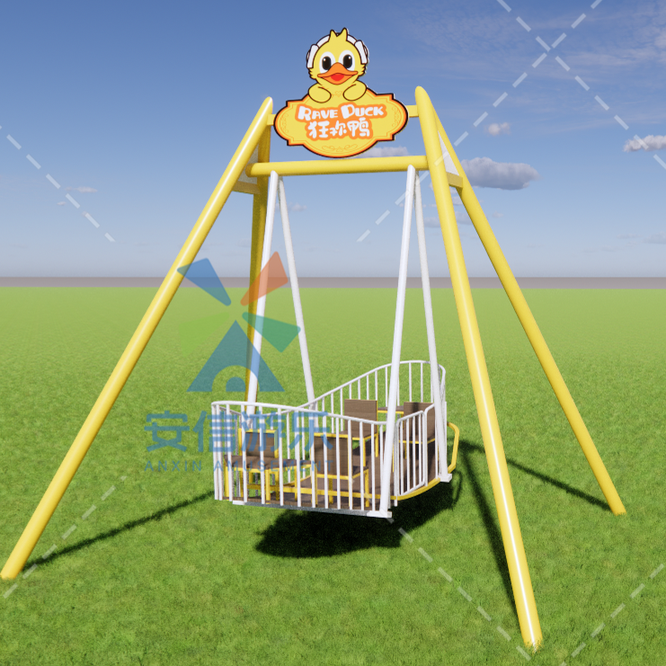 2024 new patent raveduck unpowered playground swing hammer children ride small 4 seats swing mini pendulum hammer