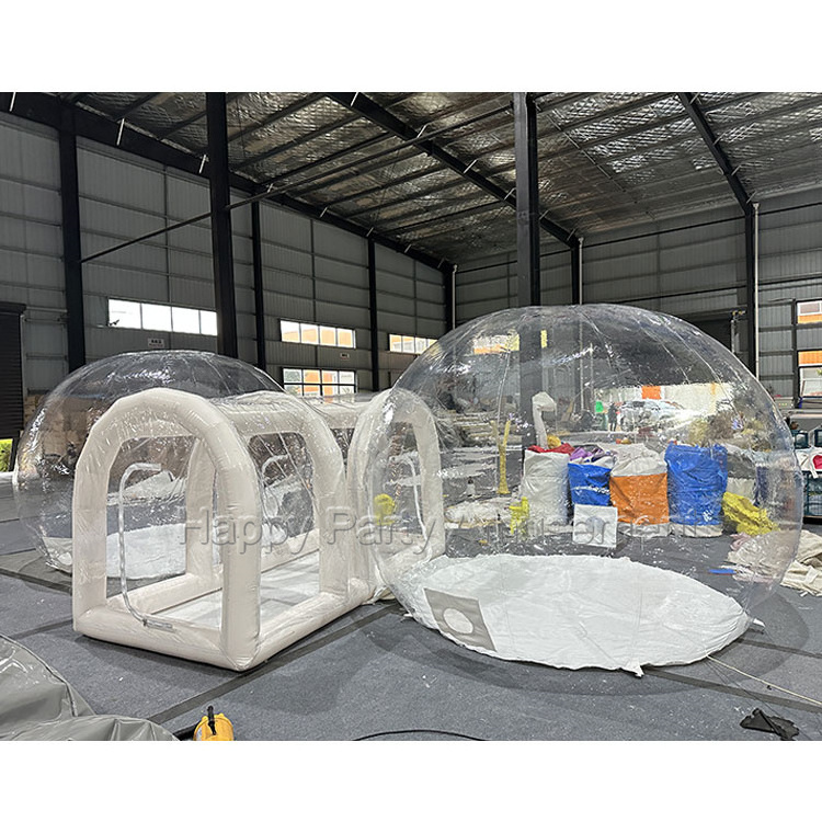 New design portable transparent clear dome tent inflatable tent double bubble house with air blower pump