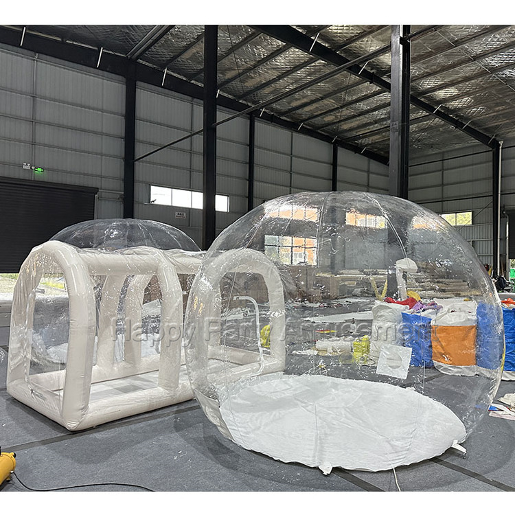 New design portable transparent clear dome tent inflatable tent double bubble house with air blower pump