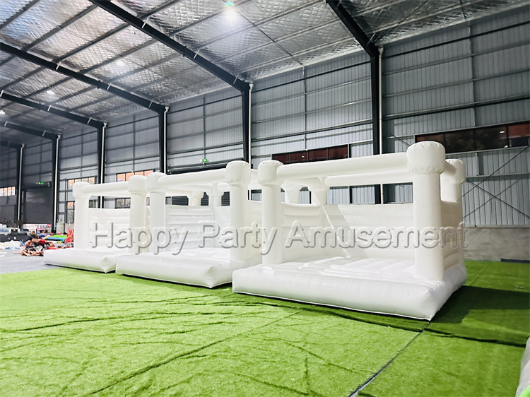 Kids toddler mini pvc inflatable slide 13x13 commercial grade bouncy castle white bounce house with single double slide ball pit