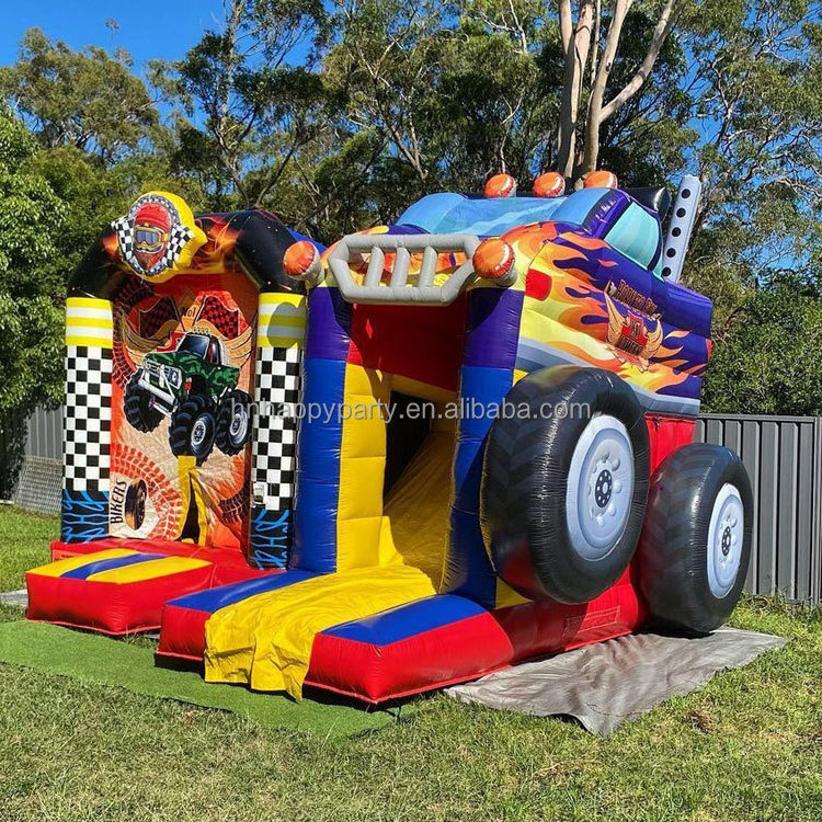 Monster Truck Inflatable Combo inflatable jumpers commercial bouncer dry slide inflatable