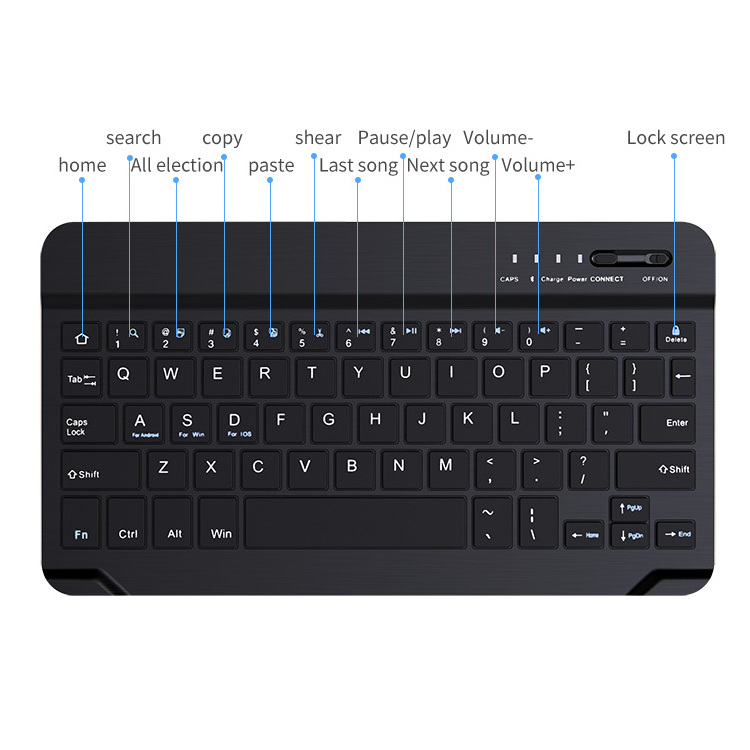 KAKU 8 inch universal portable mobile phone tablet wireless blue tooth keyboard