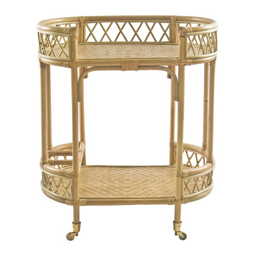 High Quality Rattan Bar Cart Handmade For Hotel Trolley Handmade Rattan Wicker OEM Acceptable Variety of Color Vietnam Handmade