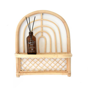 Adorable Best Seller Rattan Wall Hanging Shelf Decorative Kid's Room Handicraft Rattan Rainbow Shelf made in Vietnam