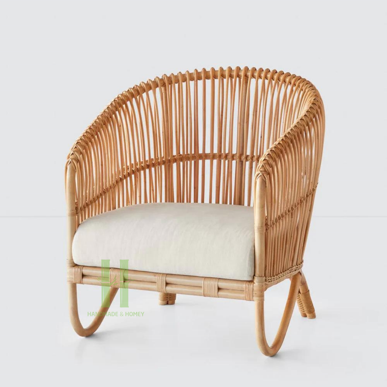 Natural Rattan Dining Chair Modern Rattan Accent Chair Wicker Home Chair Handmade in HNH Craft Factory