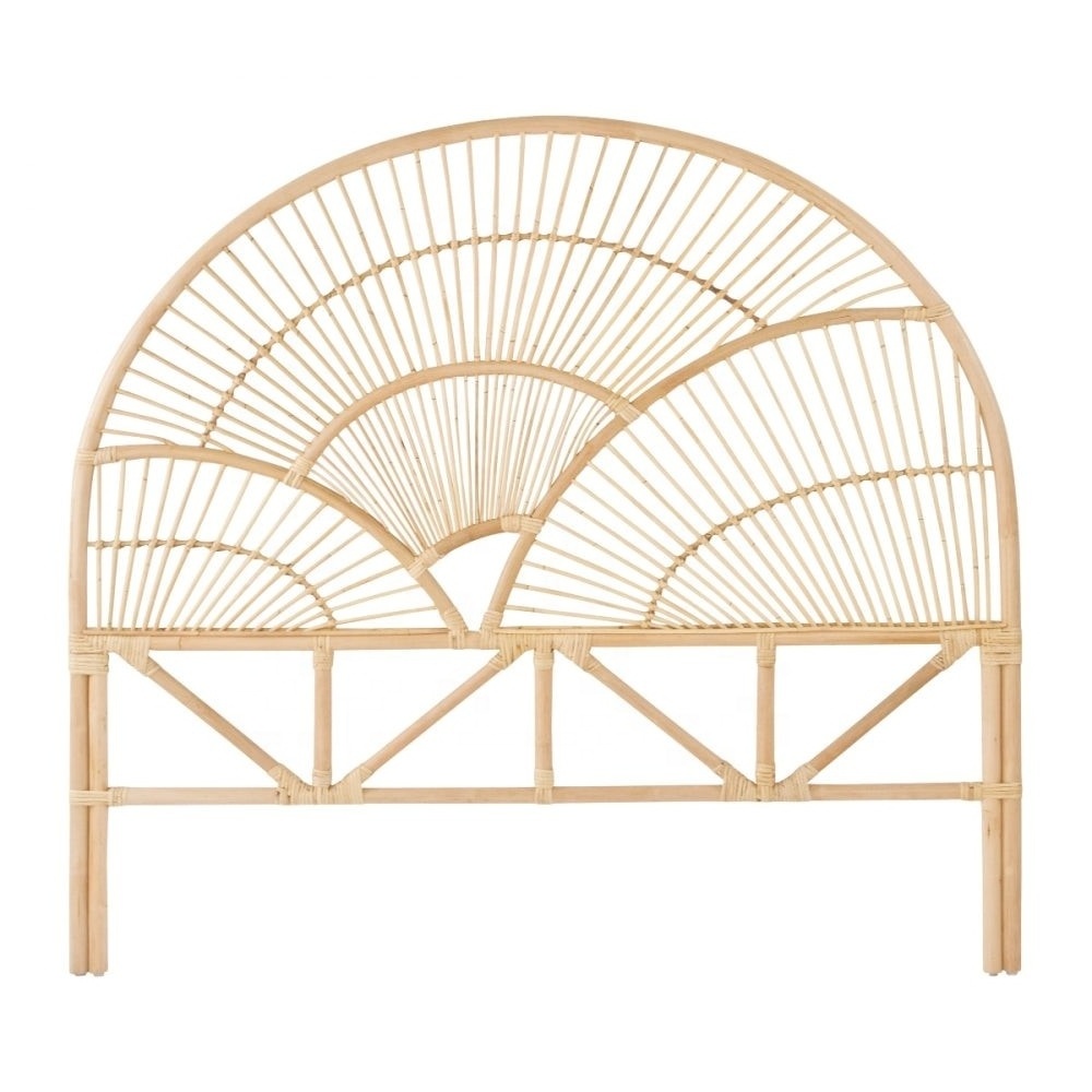 Wholesale Vietnam Manufacturer Bed Room Decoration OEM Rattan Peacock Headboard Natural Bohemian Wall Decoration Handmade OEM