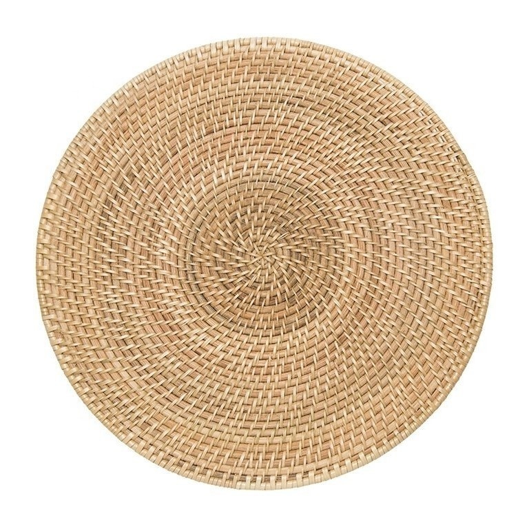 New Arrival Hot Trend Rattan Charger Plates Boho Rattan Placemat OEM Hot Sale Placemat Wicker Charger Plate from Vietnam