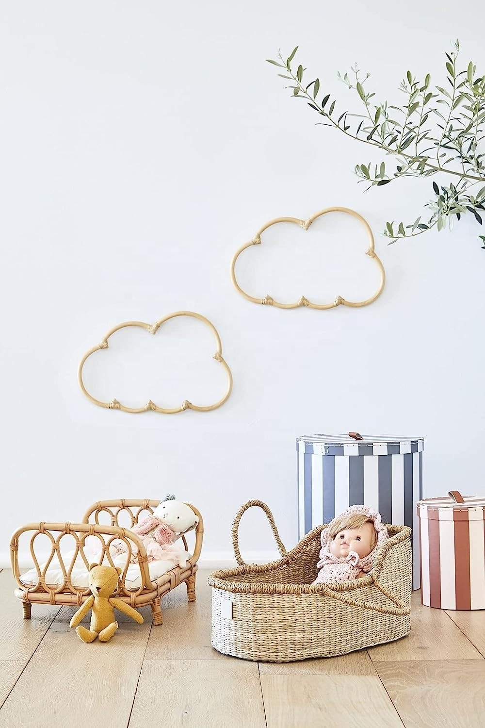 Good Quality Top Sale Rattan Cloud Shaped Wall Hanging Decor for Nursery Bedroom Decoration OEM Variety of Shapes from Vietnam