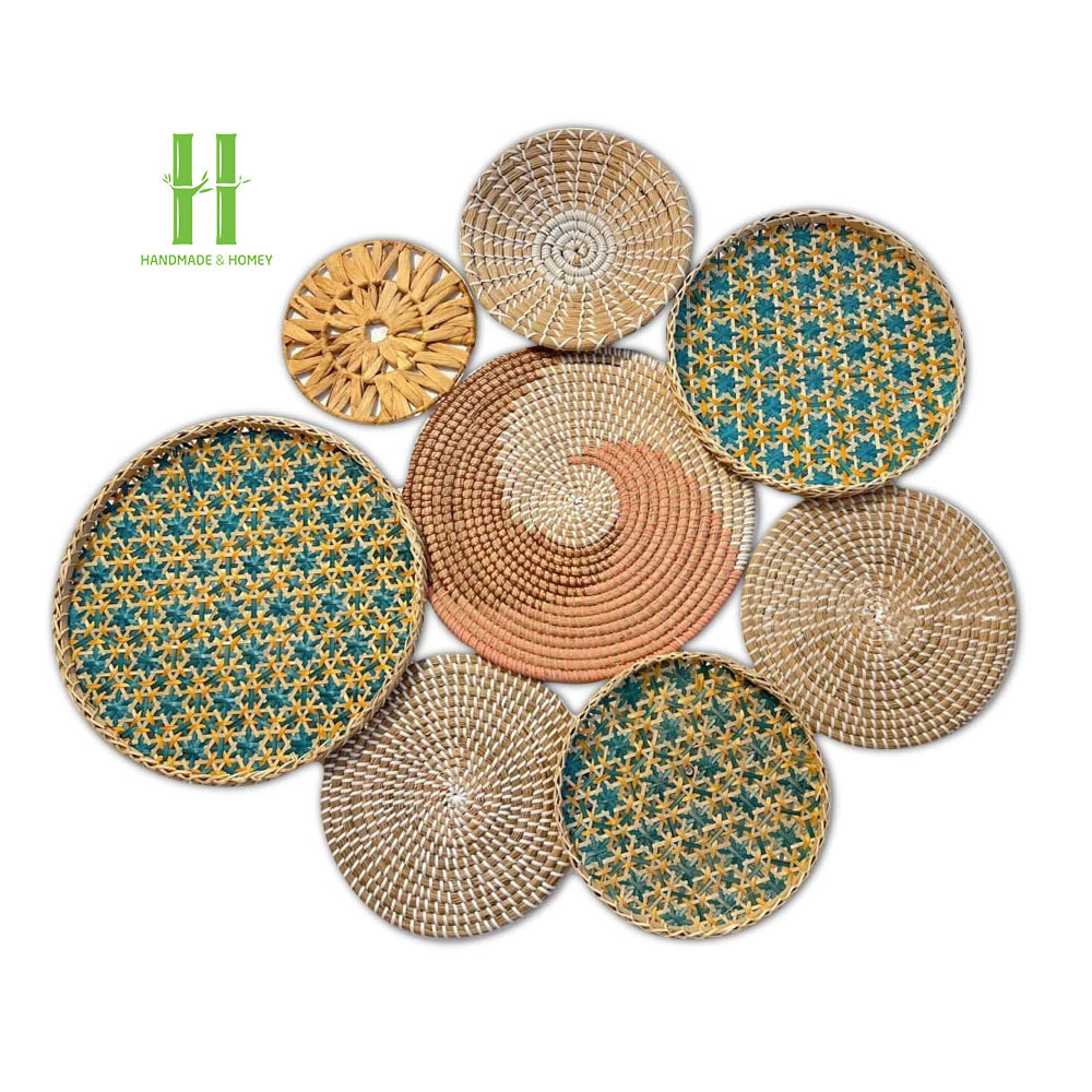 Best Choice Set Wall Baskets Seagrass And Bamboo Decor Woven Wall Hanging Boho Decoration Variety of Shapes OEM  from Vietnam