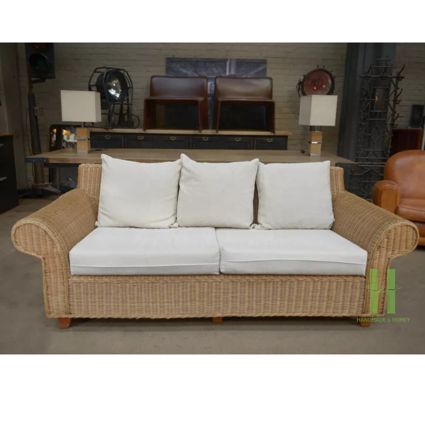 Modern Rattan Sofa Bed Rattan Sleeper Sofas HNH Craft Wicker Living Room Chair OEM Chairs for Living Room from Vietnam Factory