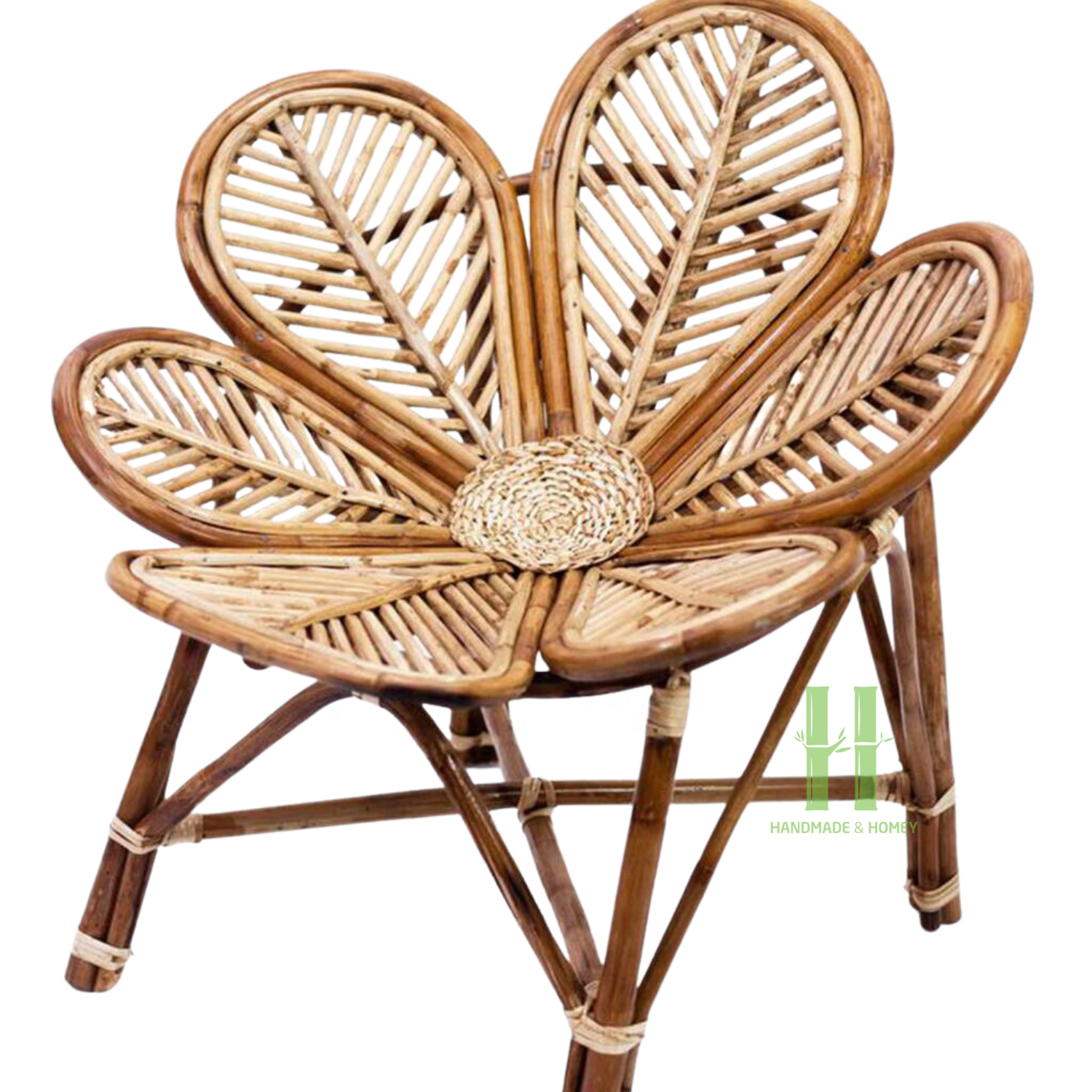 Handwoven Modern Rattan Kids Chair Rustic Rattan Flower Chair for Living Room Rattan Peacock Chair OEM Design in Vietnam Factory