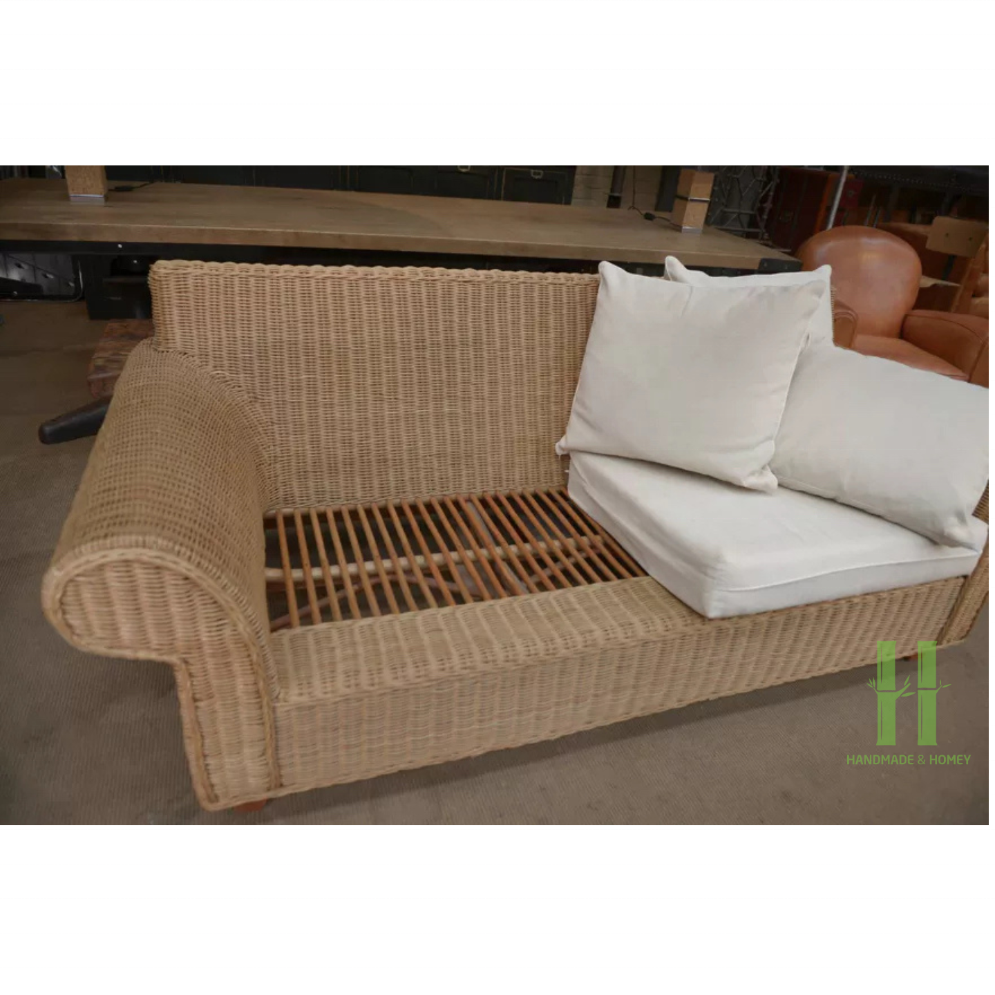 Modern Rattan Sofa Bed Rattan Sleeper Sofas HNH Craft Wicker Living Room Chair OEM Chairs for Living Room from Vietnam Factory