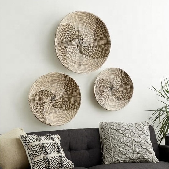 Natural Seagrass Set 3 Wall Hanging Decorative Wall Baskets Living Room Home Decoration made in Vietnam