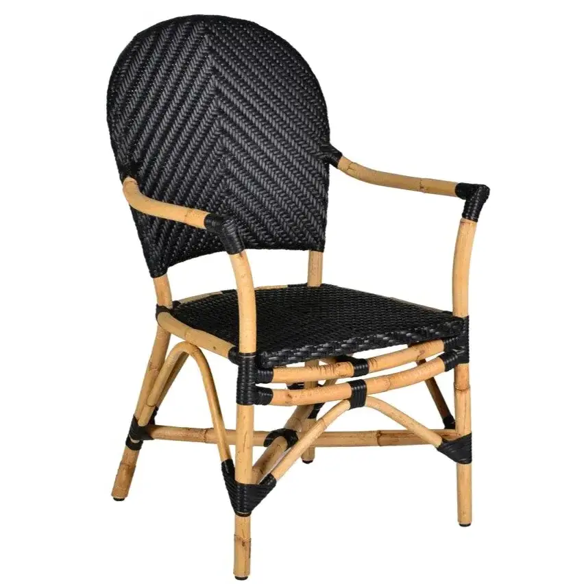 High Quality Rattan Dining Chair Black Handmade For Kitchen Room Rattan Chair OEM Acceptable Variety of Color Vietnam Handmade