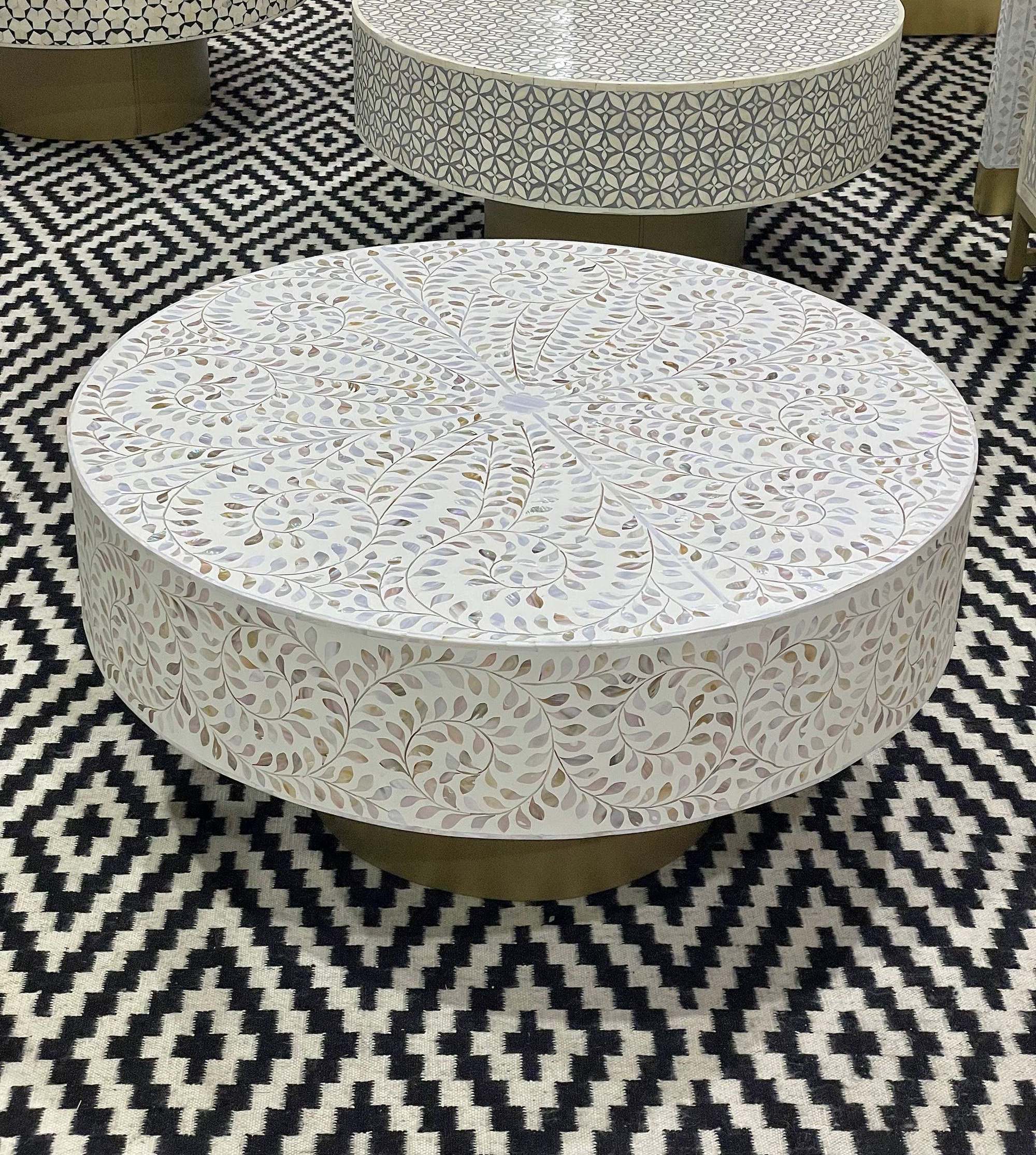 High Quality Mother of Pearl Shell Mosaic Coffee Table OEM Design Customize Decor Home Furniture From Vietnam Best Price