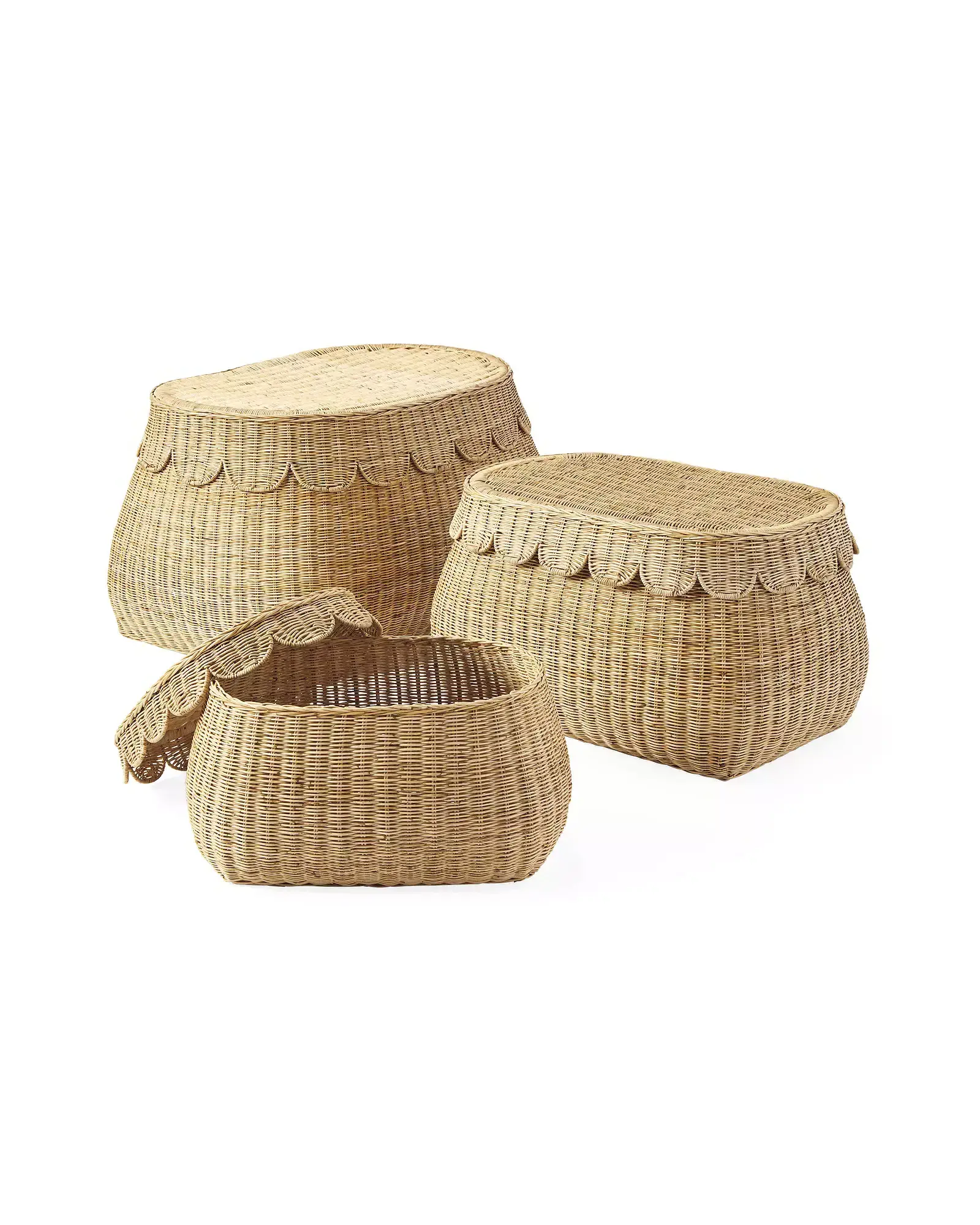 High Quality Rattan Scalloped Baskets Storage With Lid Customized OEM Wholesale Manufacture in Vietnam HNH Craft Manufacture