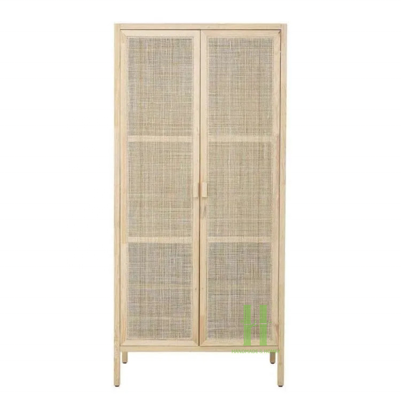 Handmade Beige Rattan Kitchen Cabinet Boho Kitchen Sideboard Rattan Shelves and Cabinet for Home Living Room Handmade in Vietnam