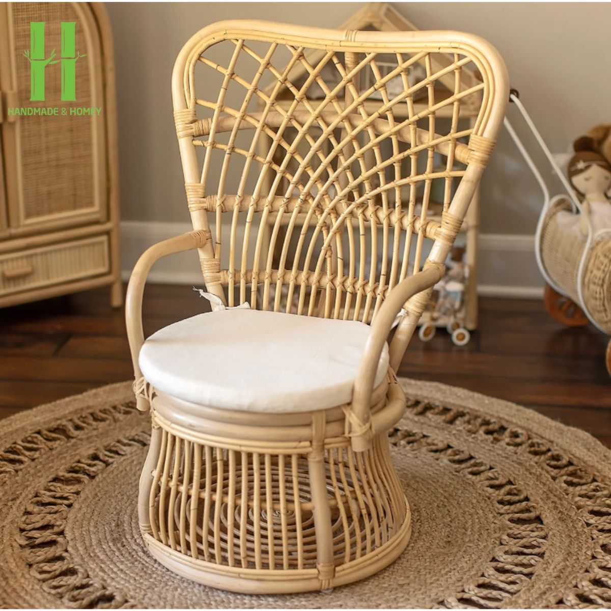 Rattan Rainbow Chair For Children Chair For Kid OEM Design Customize Handmade Chair Kid From Vietnam Wholesale Factory Drirectly