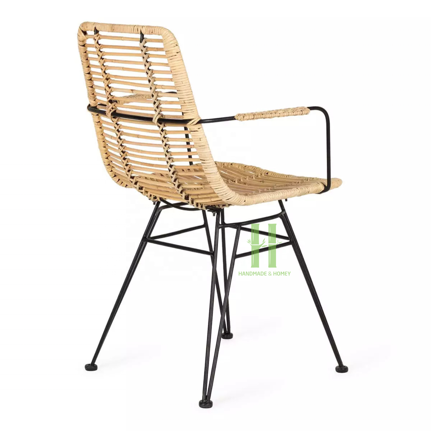 Natural Rattan Dinning Chairs Handwoven Wicker Dinning Chair with Metal Frame from HNH Craft New Furniture Collection