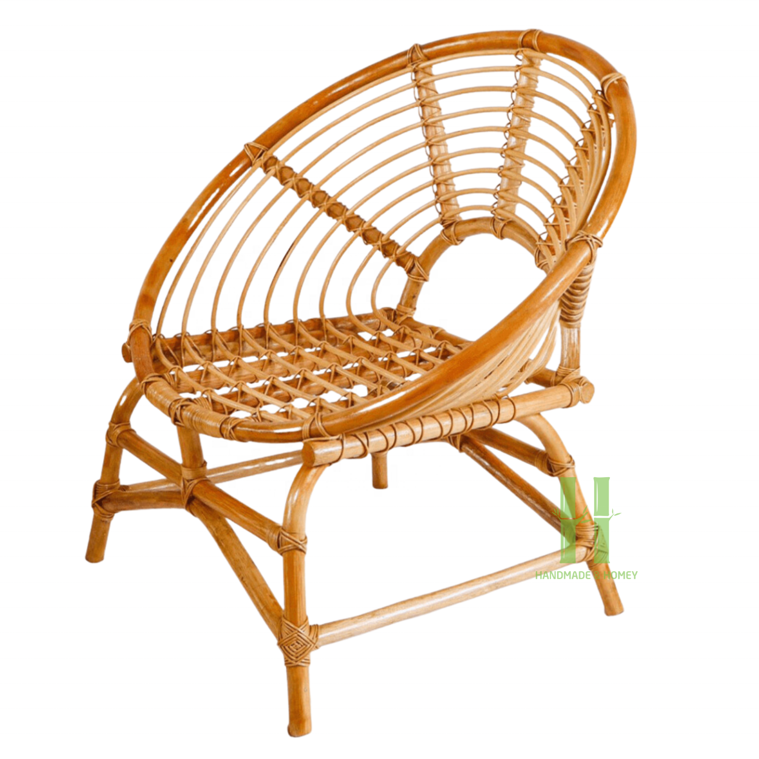 Handwoven Modern Rattan Kids Chair Rustic Rattan Flower Chair for Living Room Rattan Peacock Chair OEM Design in Vietnam Factory