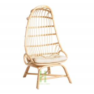 Eco Friendly Rattan Cage Chair with Cushion Rattan Cocoon Chair Wicker Lounge Chair New Rattan Furniture Collection for 2024